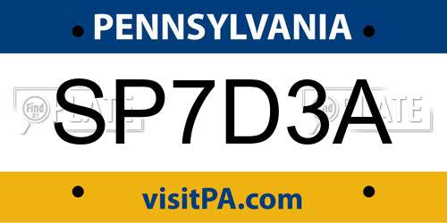 SP7D3A Pennsylvania License Plate