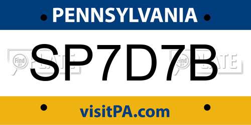 SP7D7B Pennsylvania License Plate
