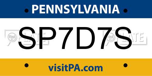 SP7D7S Pennsylvania License Plate