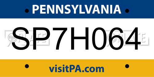 SP7H064 Pennsylvania License Plate