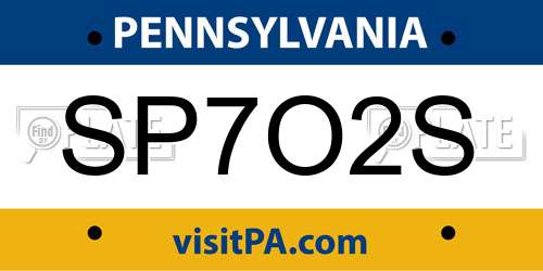 SP7O2S Pennsylvania License Plate