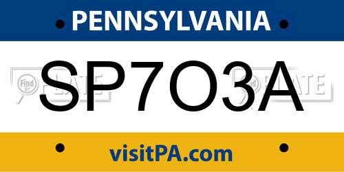 SP7O3A Pennsylvania License Plate