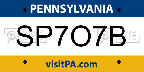 SP7O7B Pennsylvania License Plate