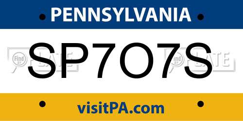 SP7O7S Pennsylvania License Plate