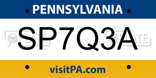 SP7Q3A Pennsylvania License Plate