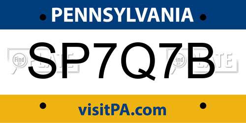 SP7Q7B Pennsylvania License Plate