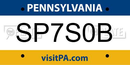 SP7S0B Pennsylvania License Plate