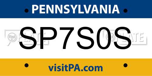 SP7S0S Pennsylvania License Plate