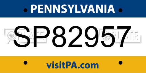 SP82957 Pennsylvania License Plate
