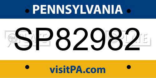 SP82982 Pennsylvania License Plate