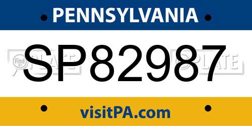 SP82987 Pennsylvania License Plate
