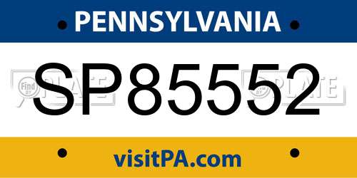 SP85552 Pennsylvania License Plate