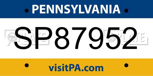 SP87952 Pennsylvania License Plate