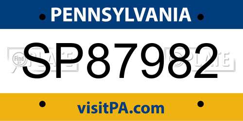 SP87982 Pennsylvania License Plate