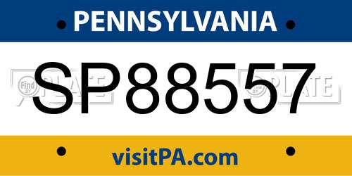 SP88557 Pennsylvania License Plate