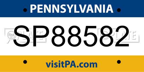SP88582 Pennsylvania License Plate