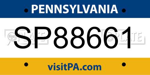 SP88661 Pennsylvania License Plate