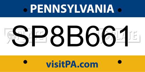 SP8B661 Pennsylvania License Plate