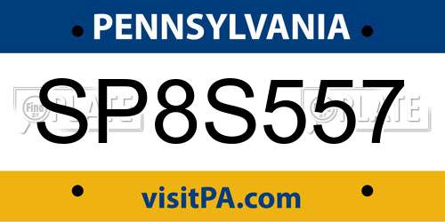 SP8S557 Pennsylvania License Plate