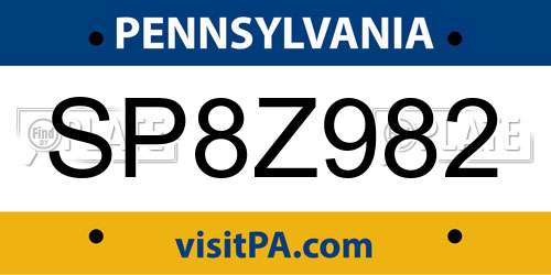 SP8Z982 Pennsylvania License Plate