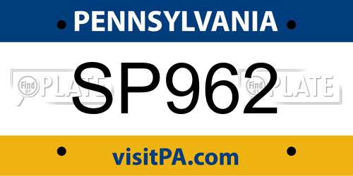 SP962 Pennsylvania License Plate