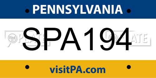 SPA194 Pennsylvania License Plate