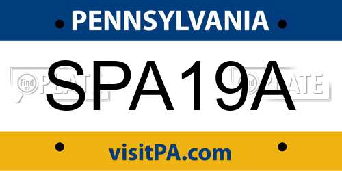 SPA19A Pennsylvania License Plate