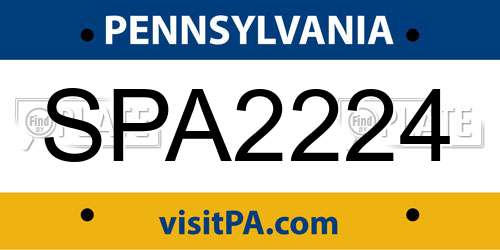 SPA2224 Pennsylvania License Plate