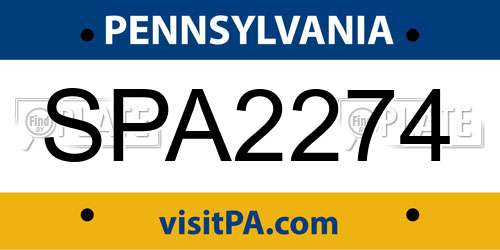 SPA2274 Pennsylvania License Plate