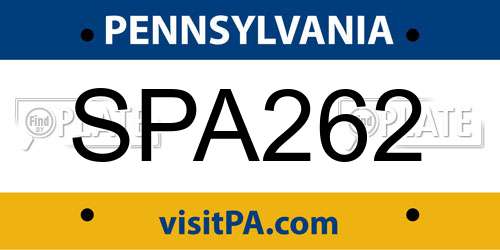 SPA262 Pennsylvania License Plate