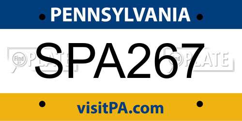 SPA267 Pennsylvania License Plate