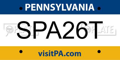 SPA26T Pennsylvania License Plate