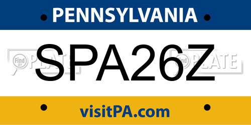 SPA26Z Pennsylvania License Plate