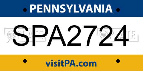 SPA2724 Pennsylvania License Plate
