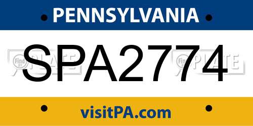 SPA2774 Pennsylvania License Plate