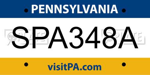 SPA348A Pennsylvania License Plate