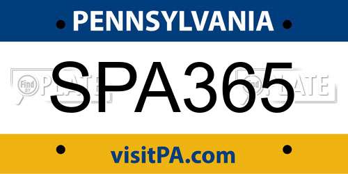 SPA365 Pennsylvania License Plate