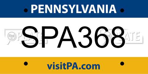SPA368 Pennsylvania License Plate