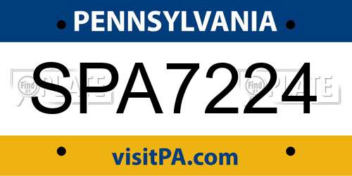 SPA7224 Pennsylvania License Plate
