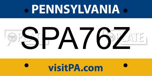 SPA76Z Pennsylvania License Plate