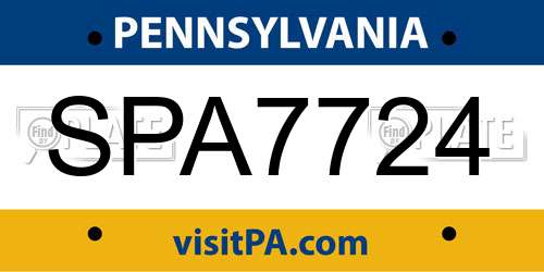 SPA7724 Pennsylvania License Plate