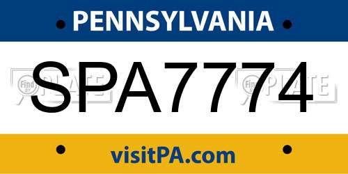 SPA7774 Pennsylvania License Plate