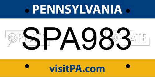 SPA983 Pennsylvania License Plate