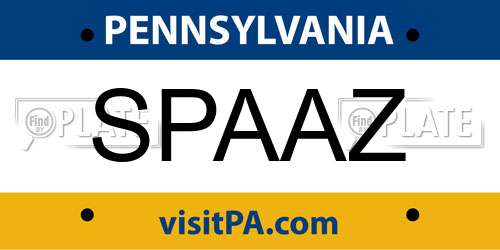 SPAAZ Pennsylvania License Plate