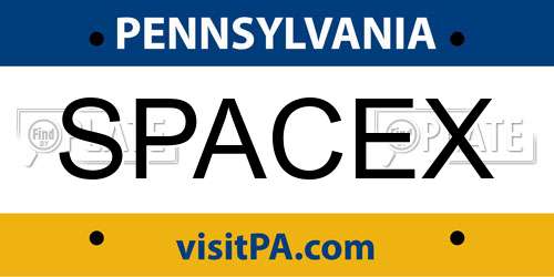 SPACEX Pennsylvania License Plate