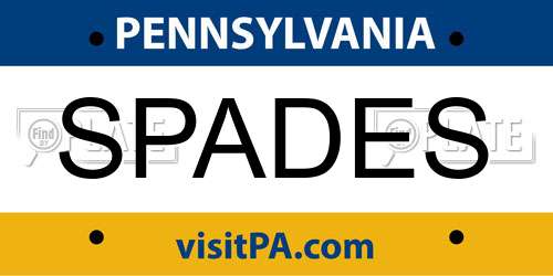 SPADES Pennsylvania License Plate