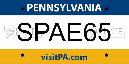 SPAE65 Pennsylvania License Plate