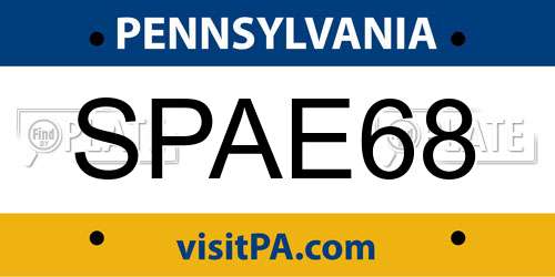 SPAE68 Pennsylvania License Plate
