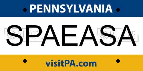SPAEASA Pennsylvania License Plate