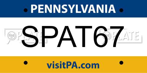 SPAT67 Pennsylvania License Plate
